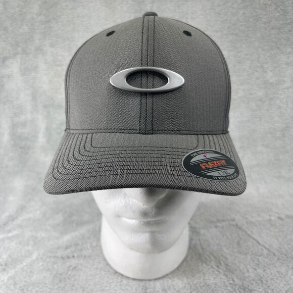 Oakley Hat Men's Flexfit L/XL Metal Gas Can Logo Flex Fit Cap Grey - Picture 2 of 11